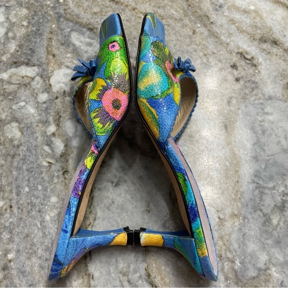 Stuart Weitzman Vintage Kitten Heel Floral Sandals Women’s 7.5 - Picture 5 of 13